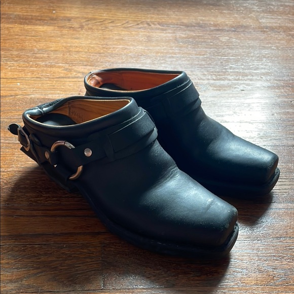 Frye Women's Black Belted Harness Mule